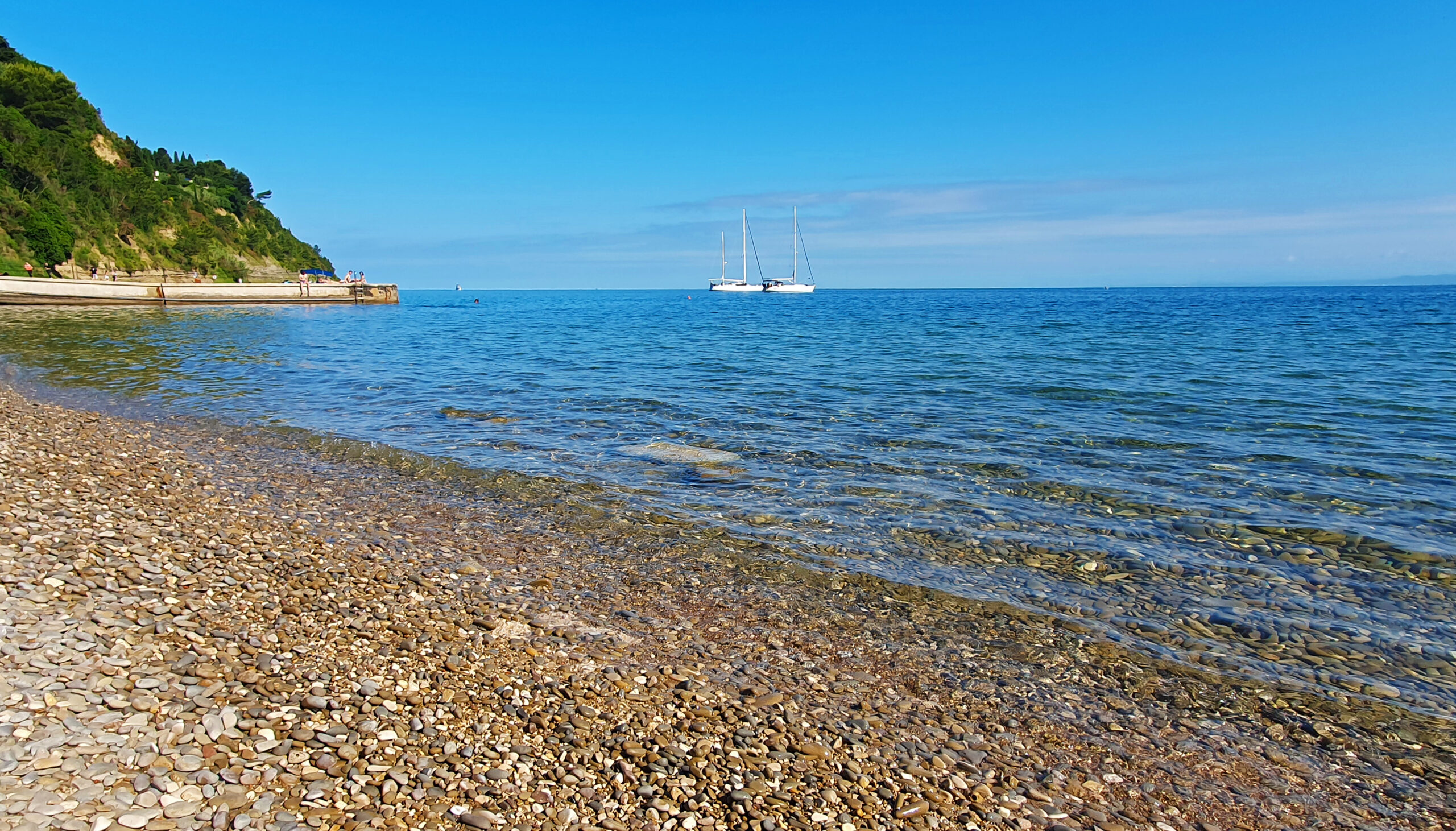 Fiesa Beach piran slovenia Calm with clear blue water.