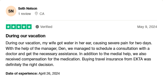 Customer Reviews with EKTA Travel Insurance